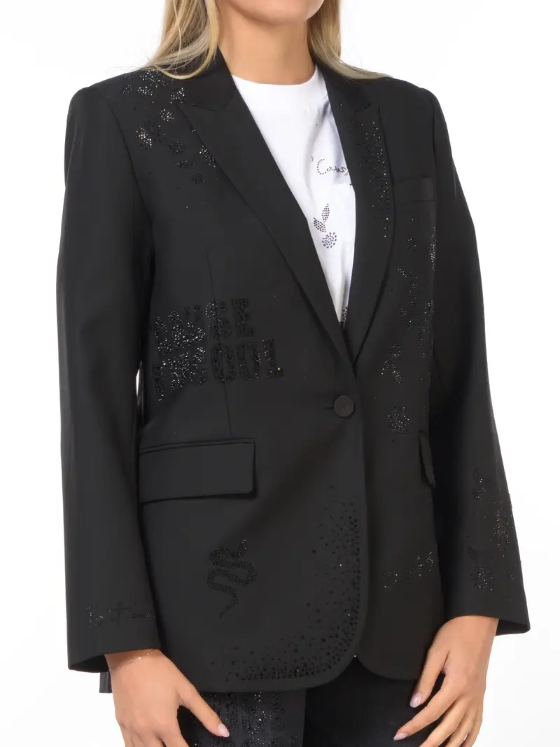 giacca da donna Nenette un bottone con applicazioni NERO