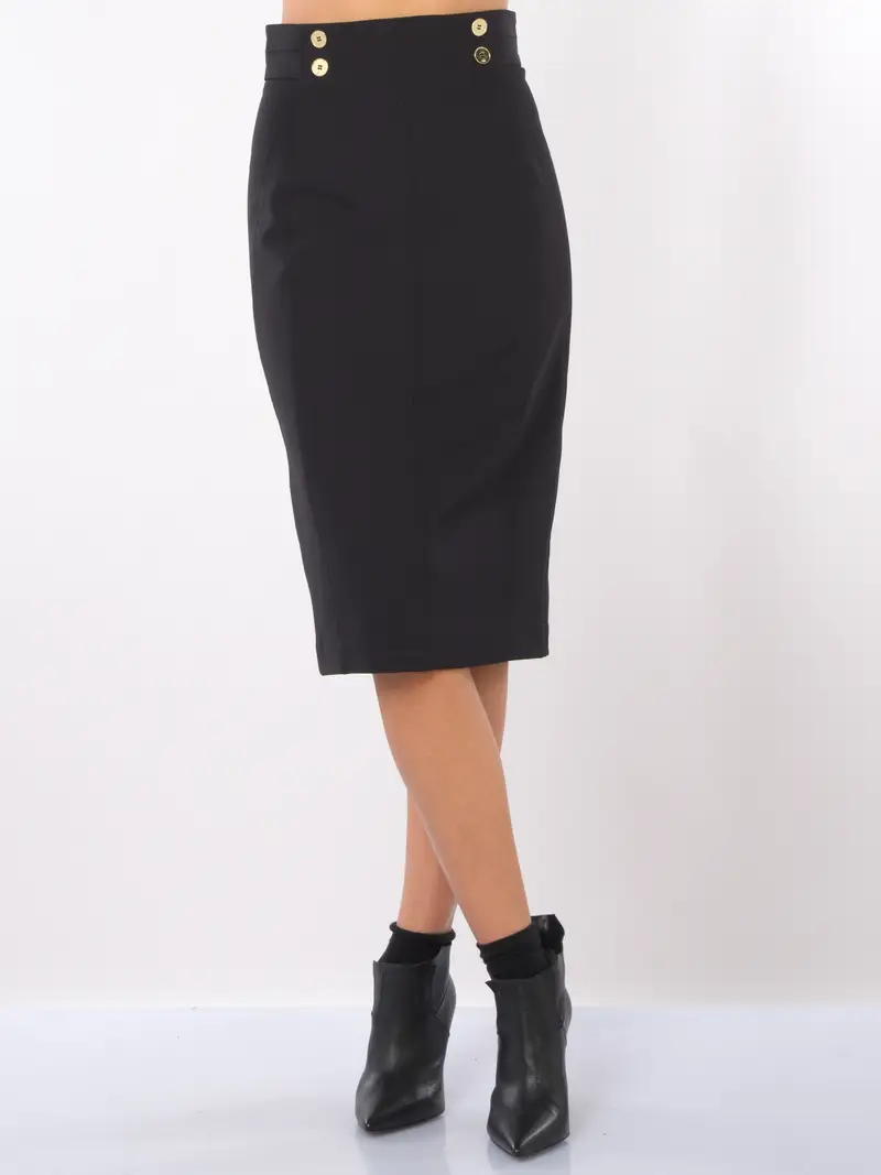 gonna lunga da donna Nenette tubino con bottoni NERO