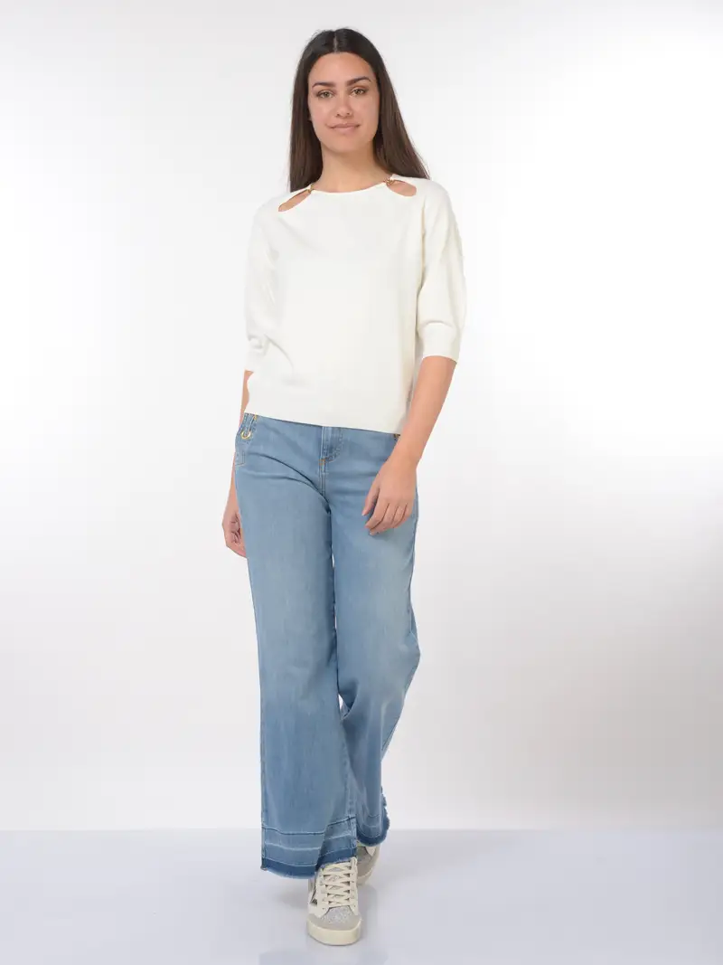 jeans da donna Nenette con occhielli e microfrange Blu miniatura 2