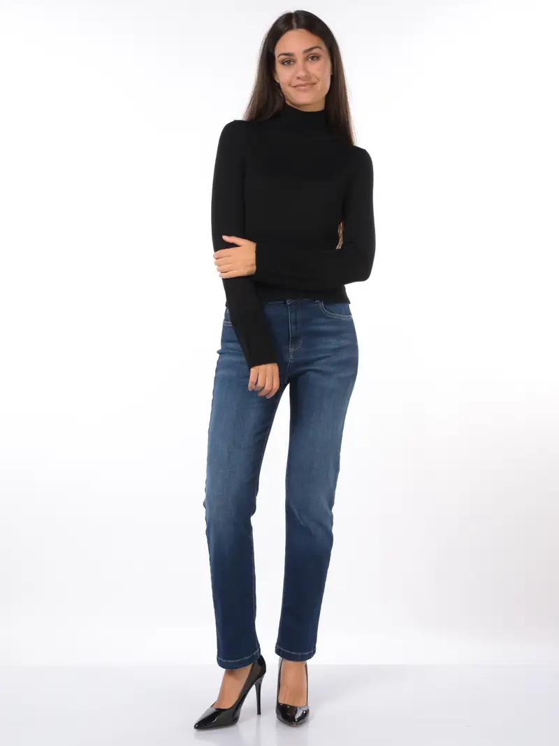 maglia da donna Nenette a lupetto con rovescino NERO miniatura 2