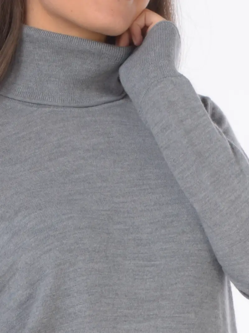 maglia da donna Nenette dolcevita in lana Grigio miniatura 2