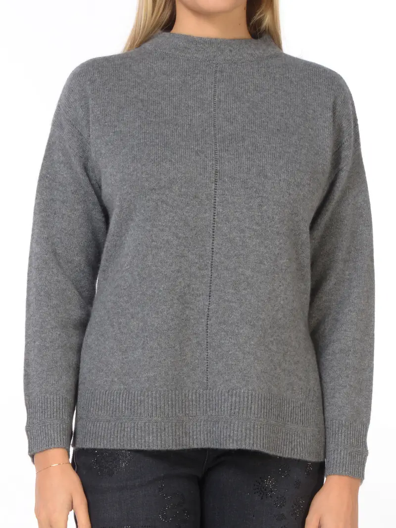 maglia da donna Nenette in lana e cachemire con lavorazioni Grigio