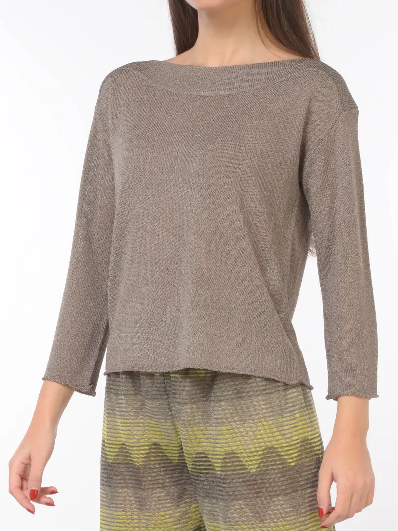 maglia da donna Nenette in viscosa con scollo a barchetta Verde