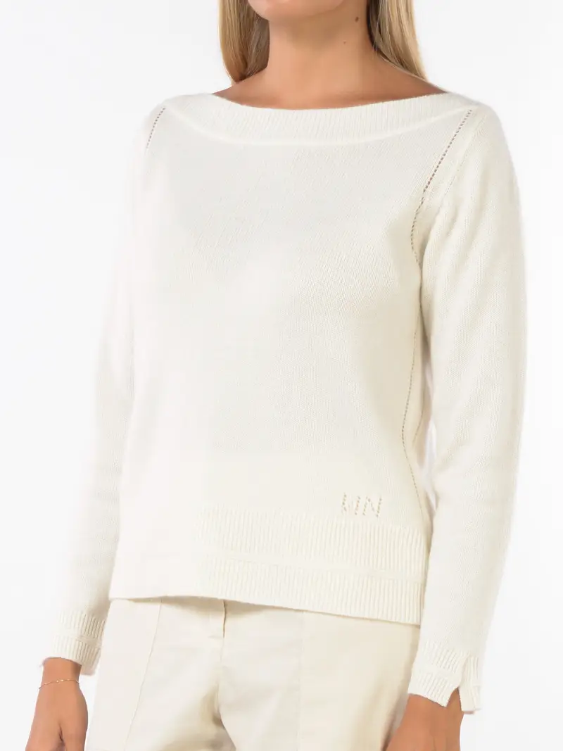 maglia da donna Nenette scollo a barchetta con lavorazione BEIGE