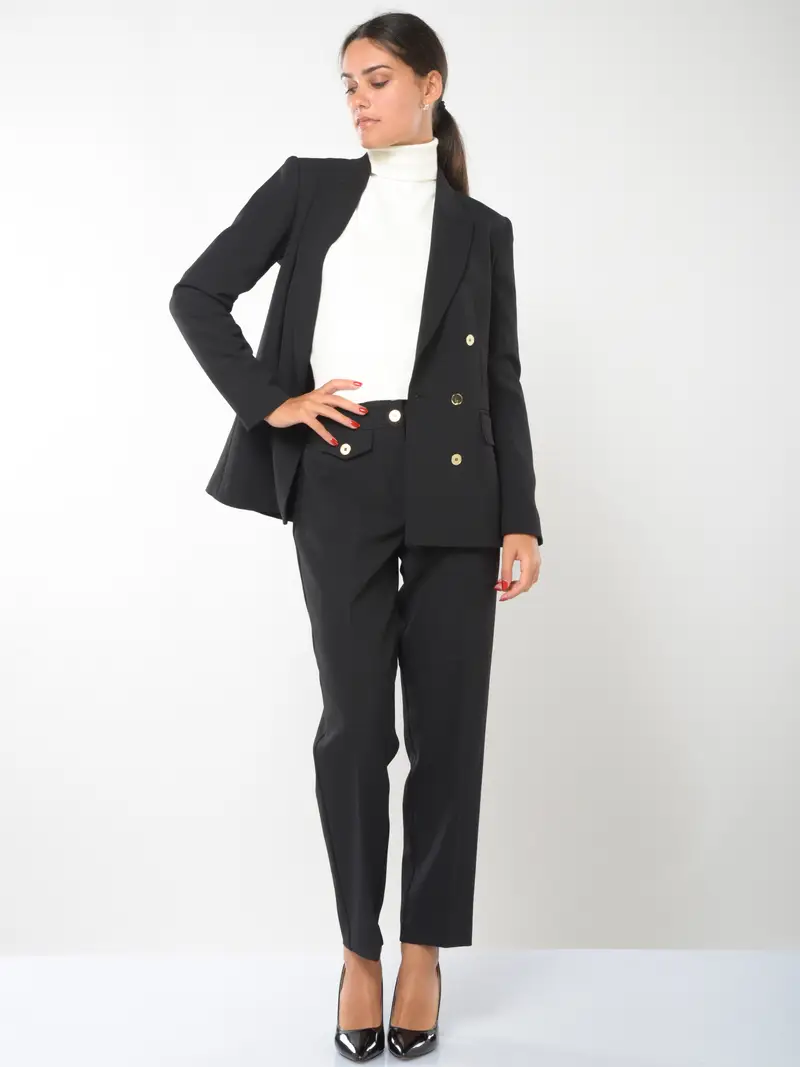 pantalone da donna Nenette a sigaretta con finte tasche NERO miniatura 2