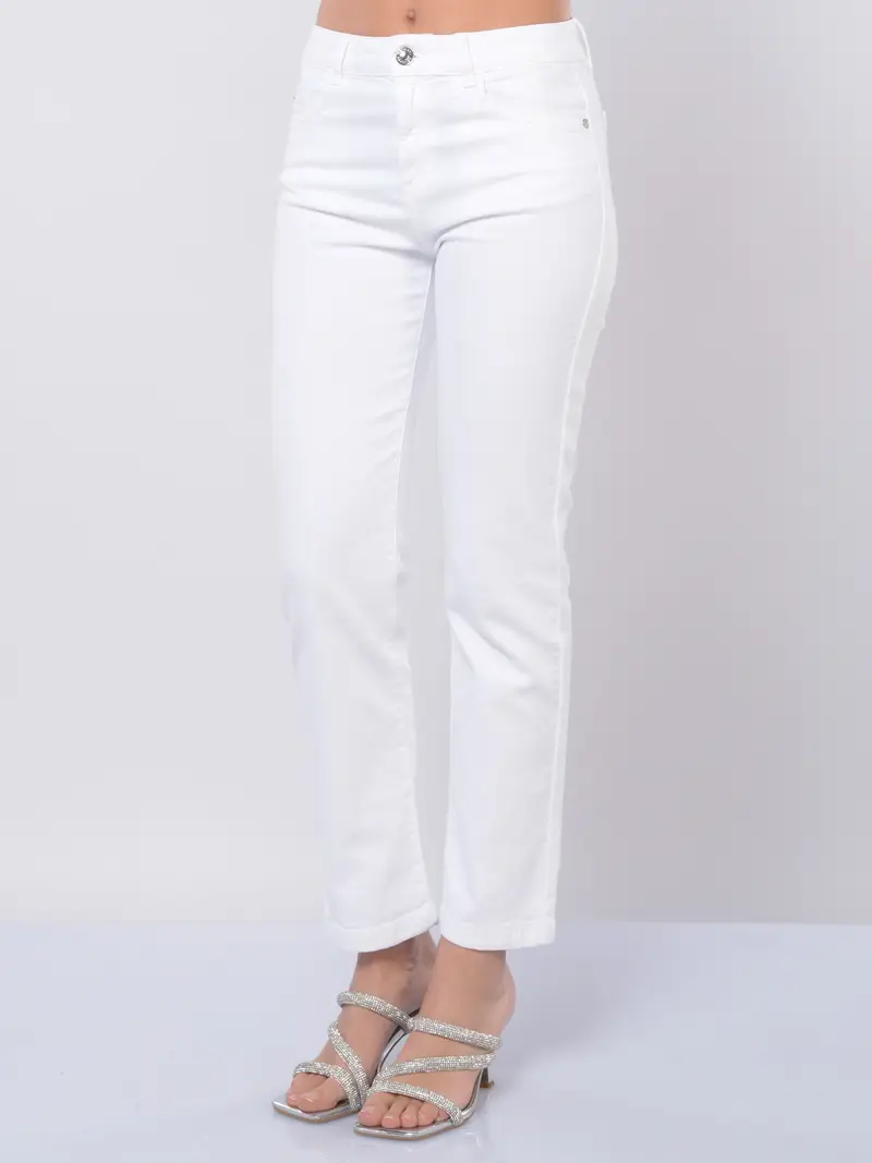pantalone da donna Nenette dritto in organic cotton Bianco