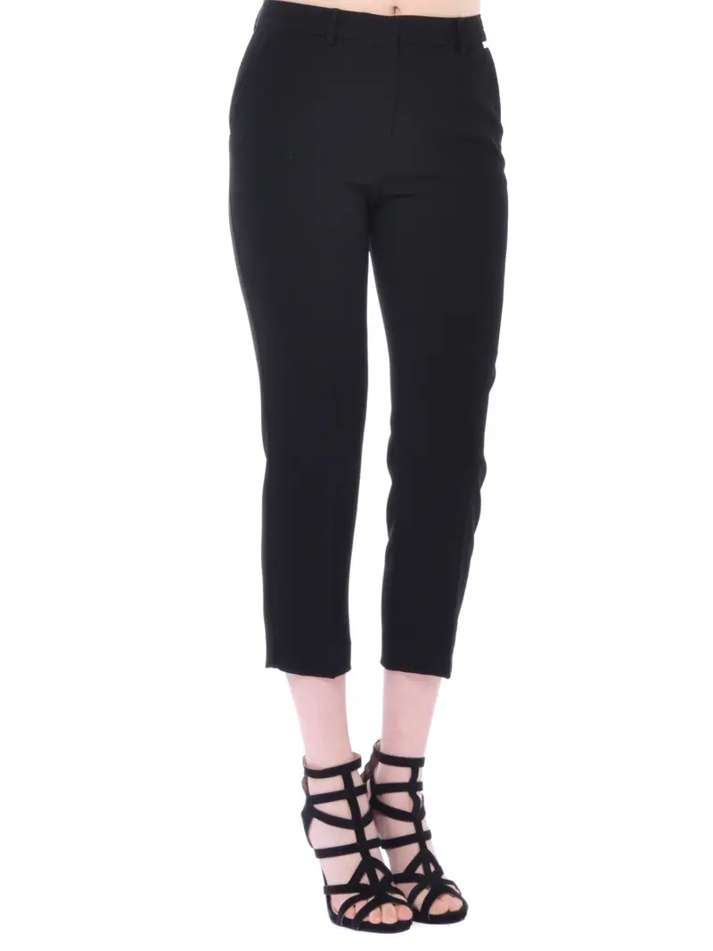 pantalone donna Nenette modello chino in georgette NERO