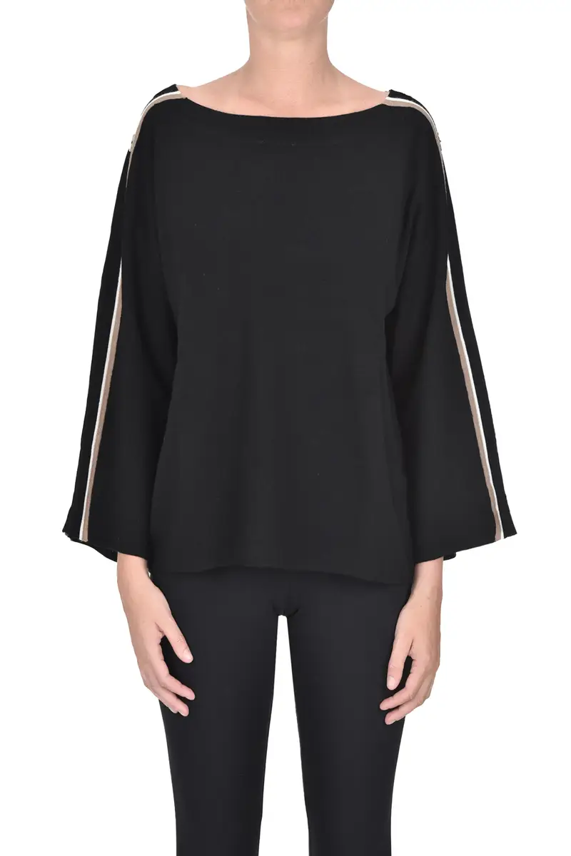 Pullover con scollatura a barchetta Nero