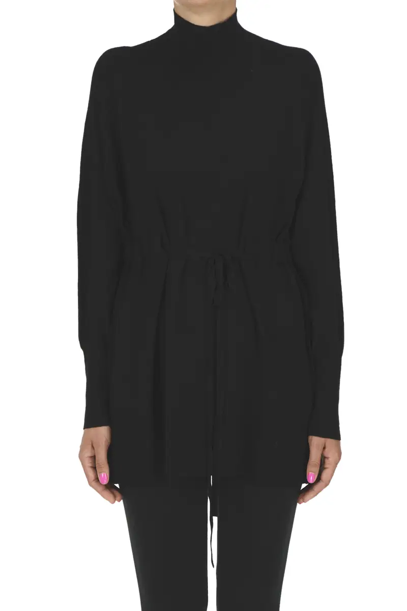 Pullover dolcevita in misto viscosa Nero