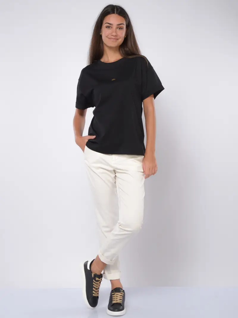 t Shirt da donna Nenette con logo e risvolti NERO miniatura 2