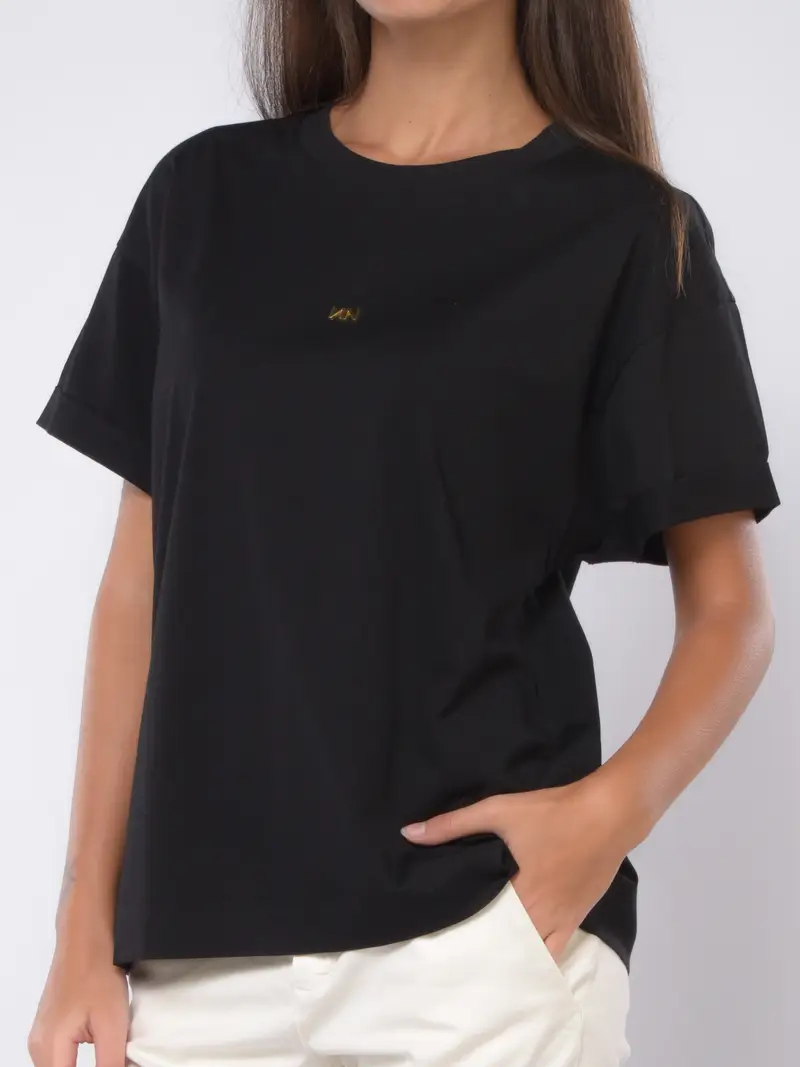 t Shirt da donna Nenette con logo e risvolti NERO