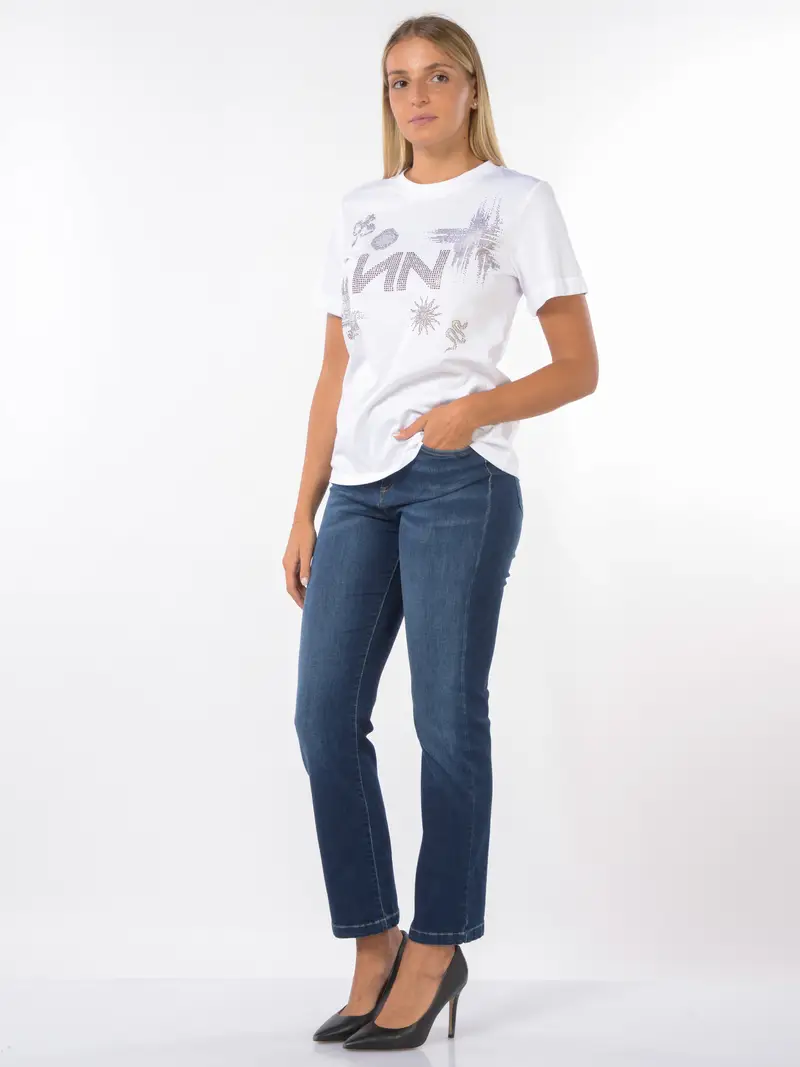 t Shirt da donna Nenette con logo ed applicazioni Bianco miniatura 2