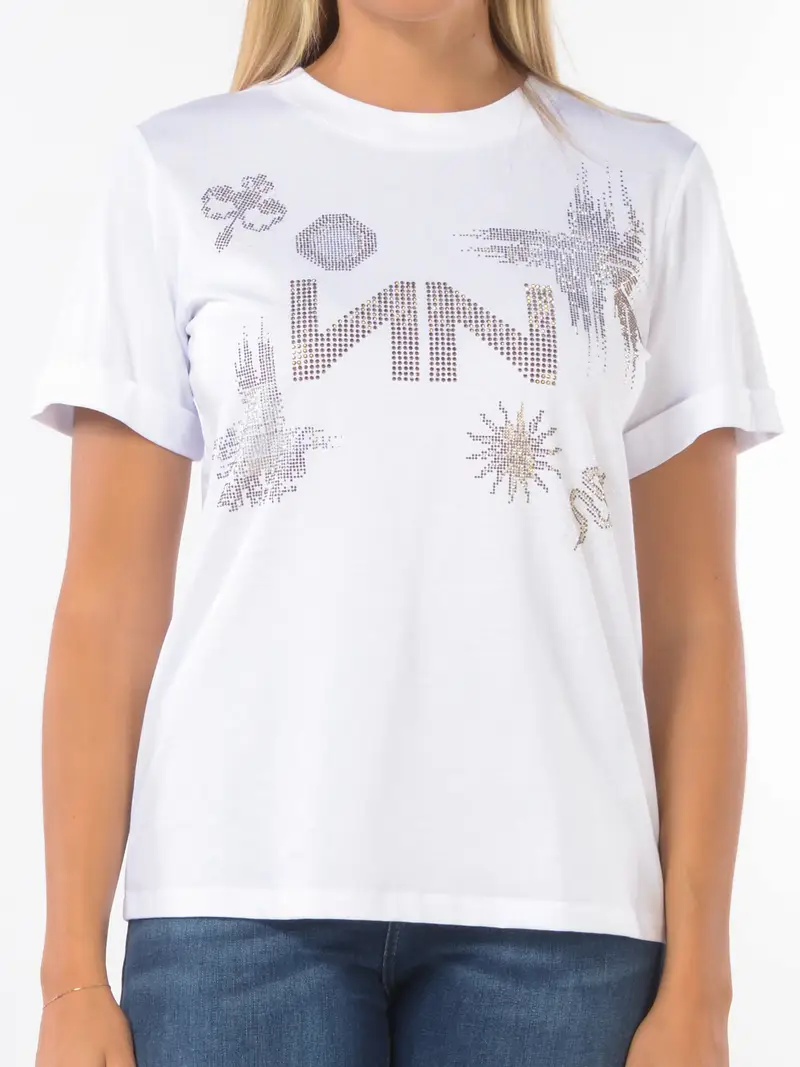 t Shirt da donna Nenette con logo ed applicazioni Bianco