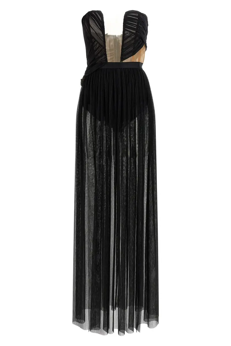 Abito Corsetto Draped Gown Nero