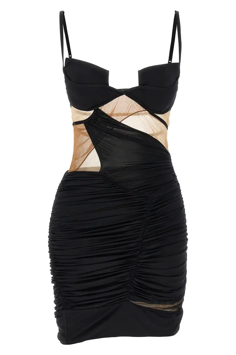 Abito Drapped Mini Dress Nero