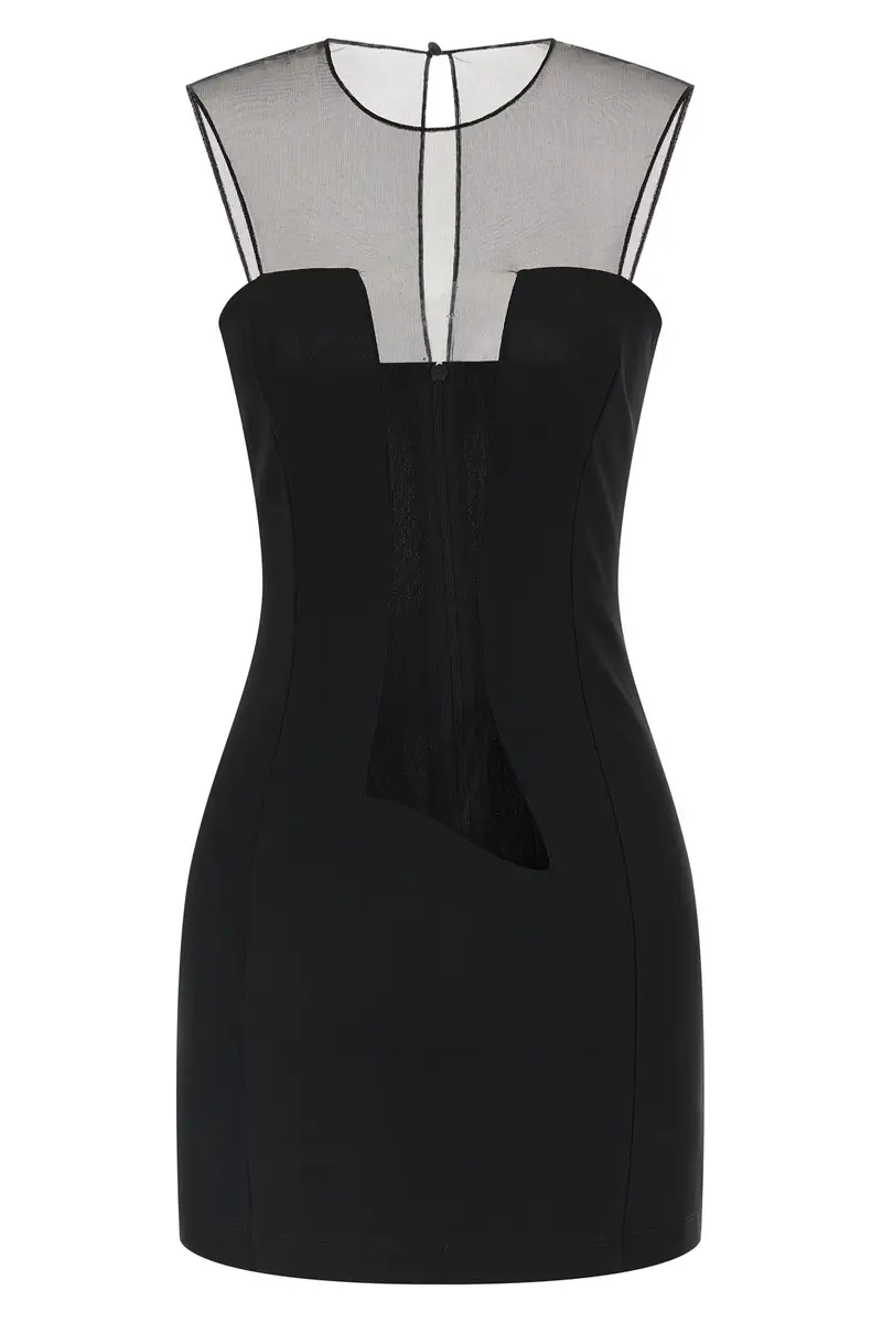 Abito Inserto Tulle Nero