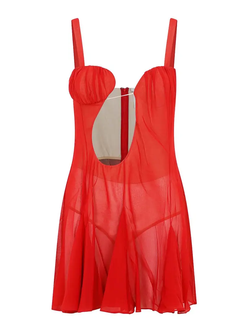 MiniVestito Godet con pannello asimmetrico Rosso