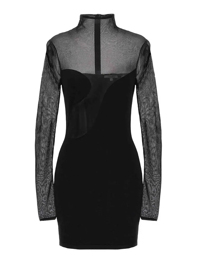 Vestito semitrasparente aderente Nero