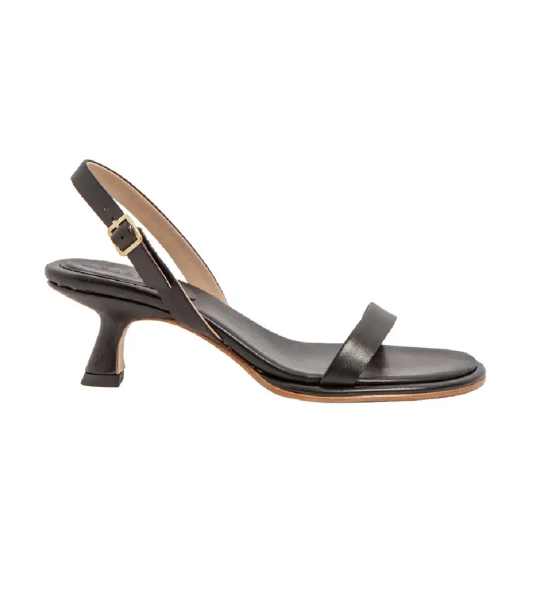 per donna 331641101003_001 Sandali in pelle S3164 Glera nero -Altezza tacco 6cm- (36), 5 a 8cm, Fibbia, Casual, Da sera