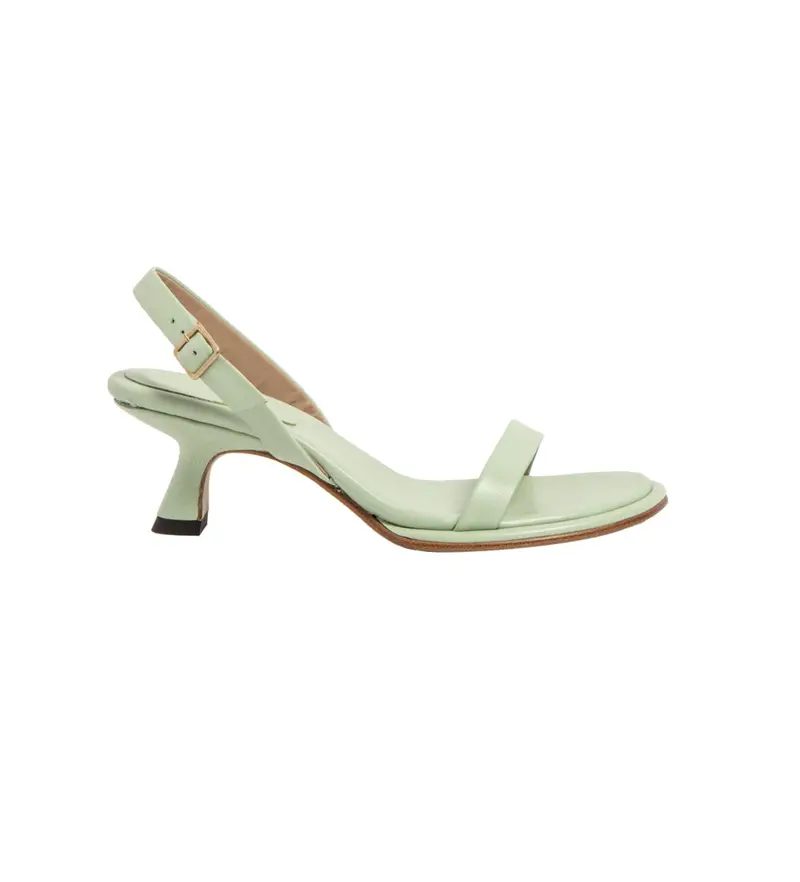 per donna. 3316411WL003_0G3 S3164 scarpe in pelle verde -Altezza tacco 6cm- (36), 5 a 8cm, Fibbia, Casual, Da sera