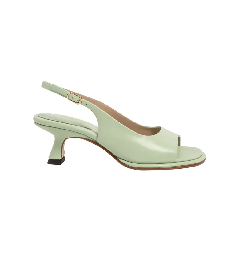 per donna. 3316511WL003_0G3 S3165 scarpe in pelle verde -Altezza tacco 6cm- (36), 5 a 8cm, Fibbia, Casual, Da sera