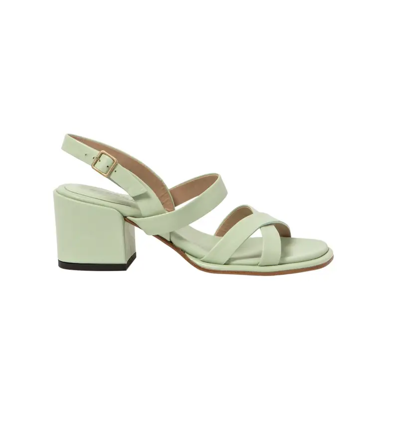 per donna. 3317311WL003_0G3 Sandali in pelle S3173 verde -Altezza tacco 6cm- (36), 5 a 8cm, Fibbia, Casual, Da sera