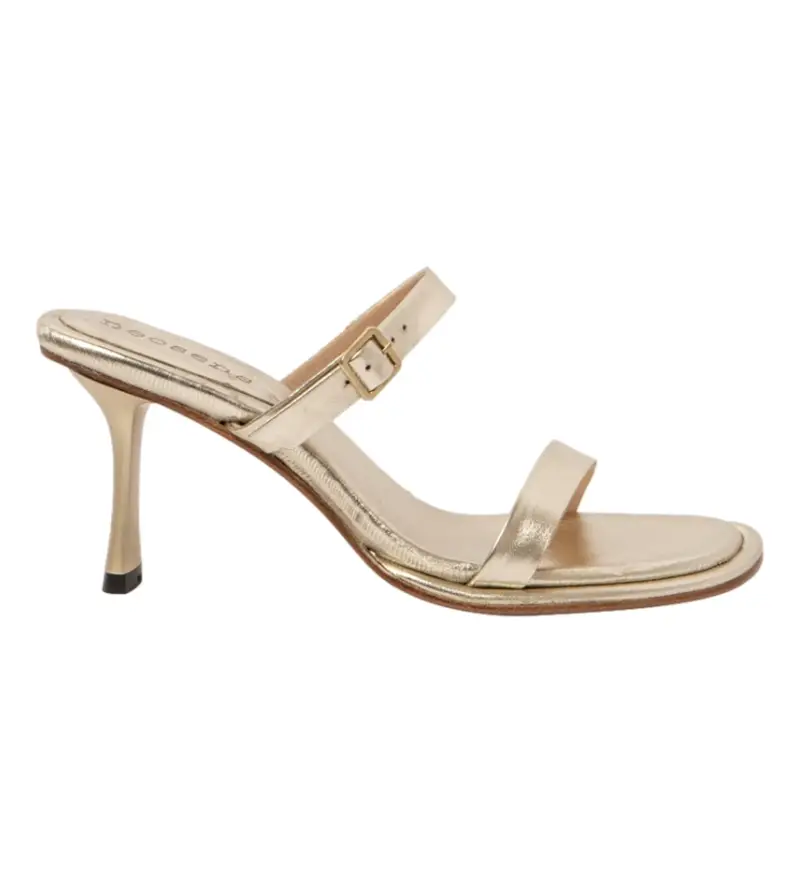 per donna. 331941182003_082 Sandali in pelle S3194 Nappa Champagne -altezza tacco 8cm (36), Oro, 5 a 8cm, Nessuno, Fibbia, Casual