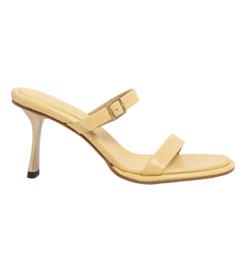 per donna. 3319411T1003_024 Sandali in pelle S3194 Nappa gialla -altezza tacco 8cm (36), 5 a 8cm, Nessuno, Fibbia, Casual, Giallo