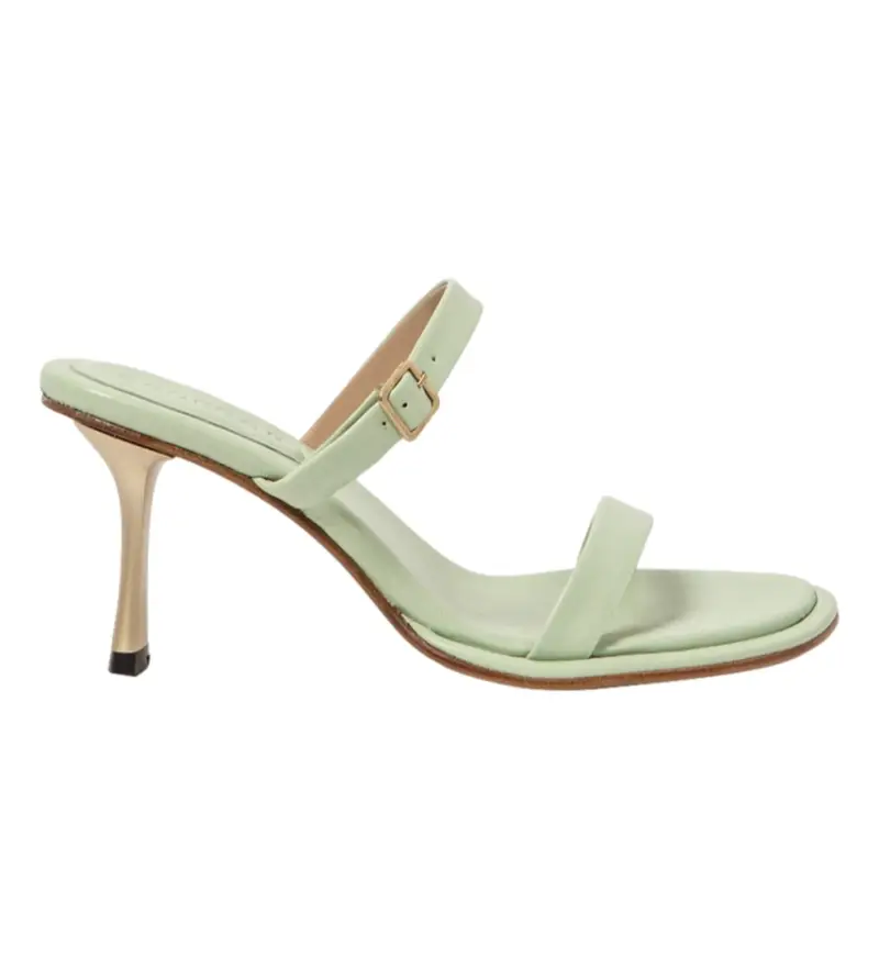 per donna. 3319411WK003_0G3 S3194 Sandali in pelle nappa verde - altezza tacco 8 cm (36), 5 a 8cm, Nessuno, Fibbia, Casual