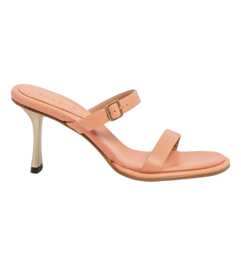 per donna. 3319411WL003_043 S3194 Sandali in pelle nappa arancione - altezza tacco 8 cm (36), 5 a 8cm, Nessuno, Fibbia, Casual