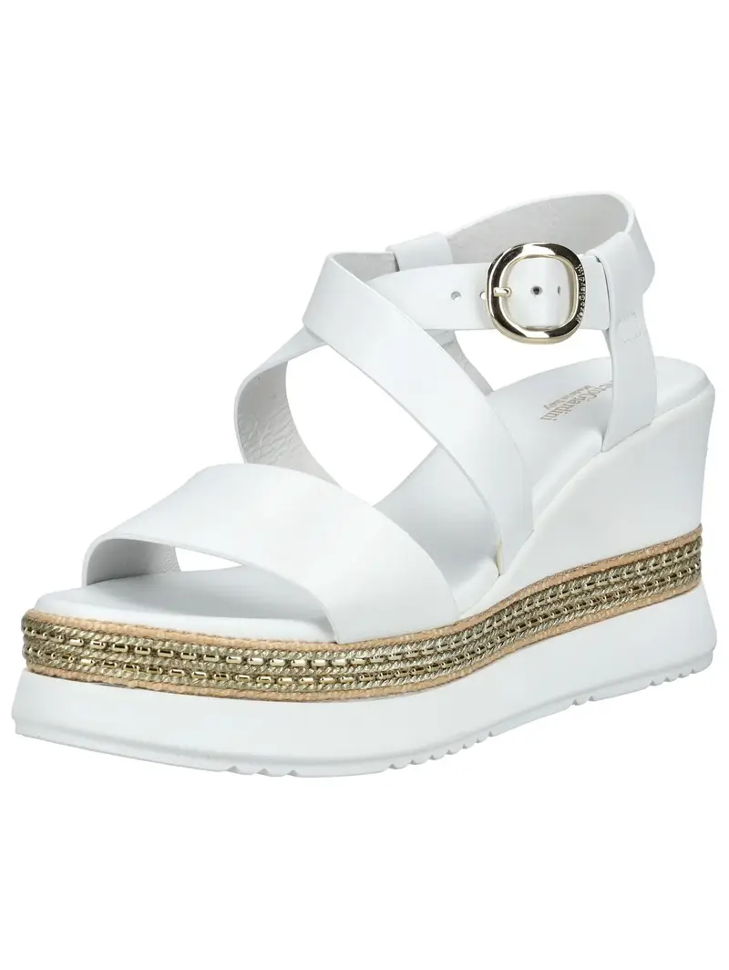 Sandalo con cinturino beige / oro / bianco