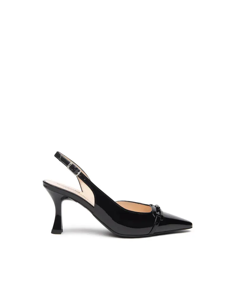 slingback in vernice nero con accessorio e512230de100