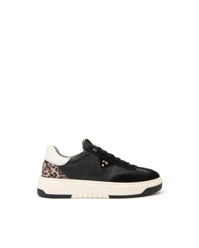sneakers da donna in pelle e suede nero i411645d100