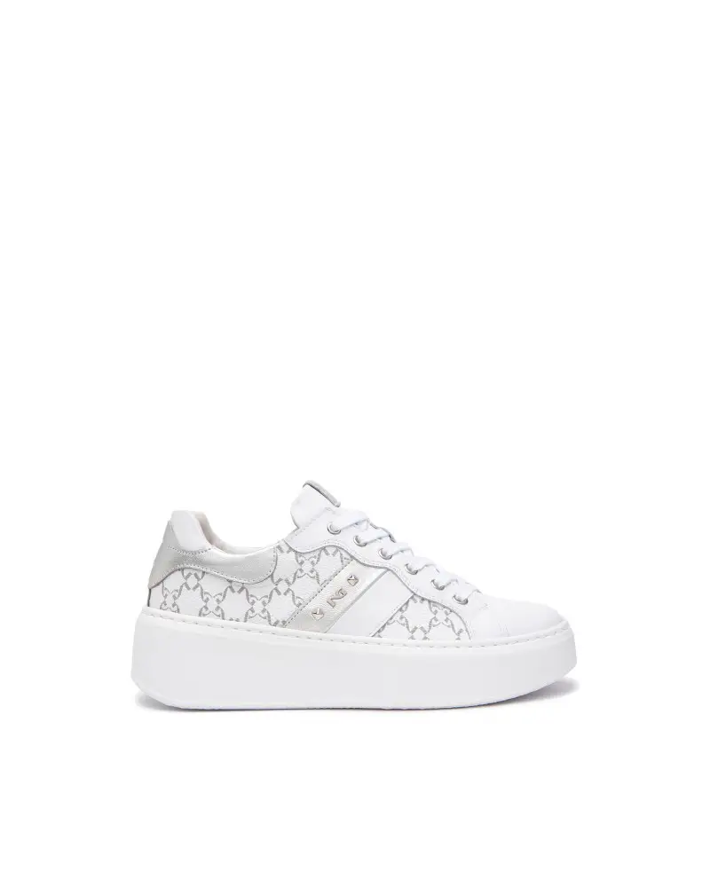 sneakers donna in pelle logata bianco e513080d707