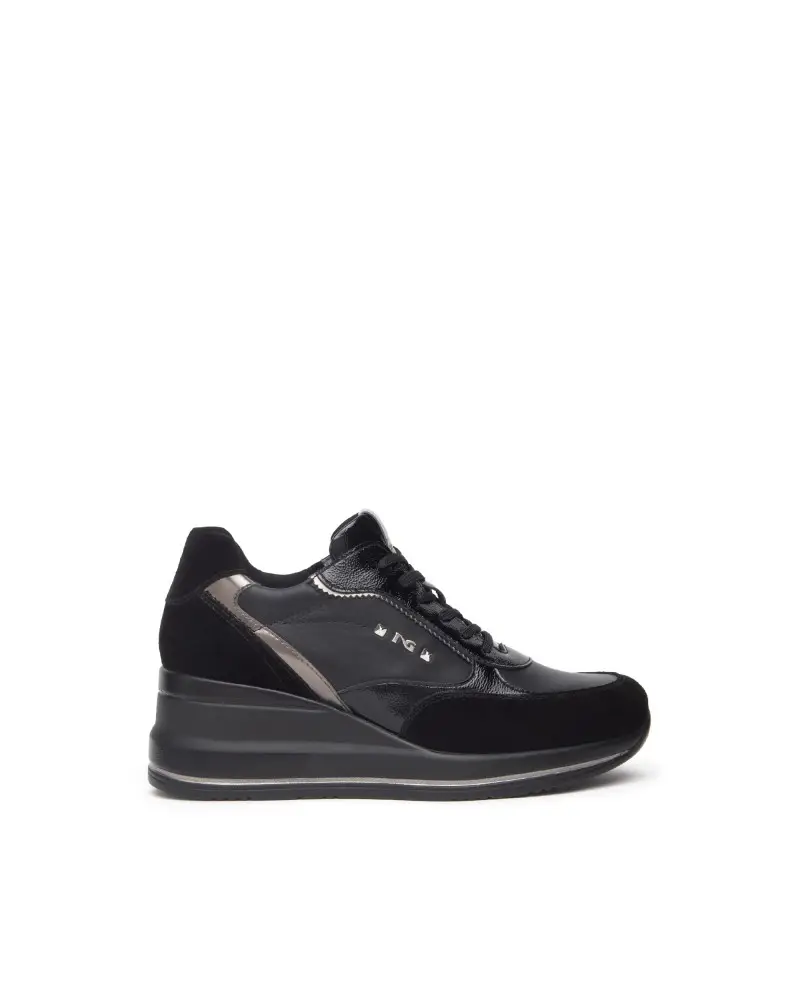 sneakers donna in suede pelle nero i514130d100