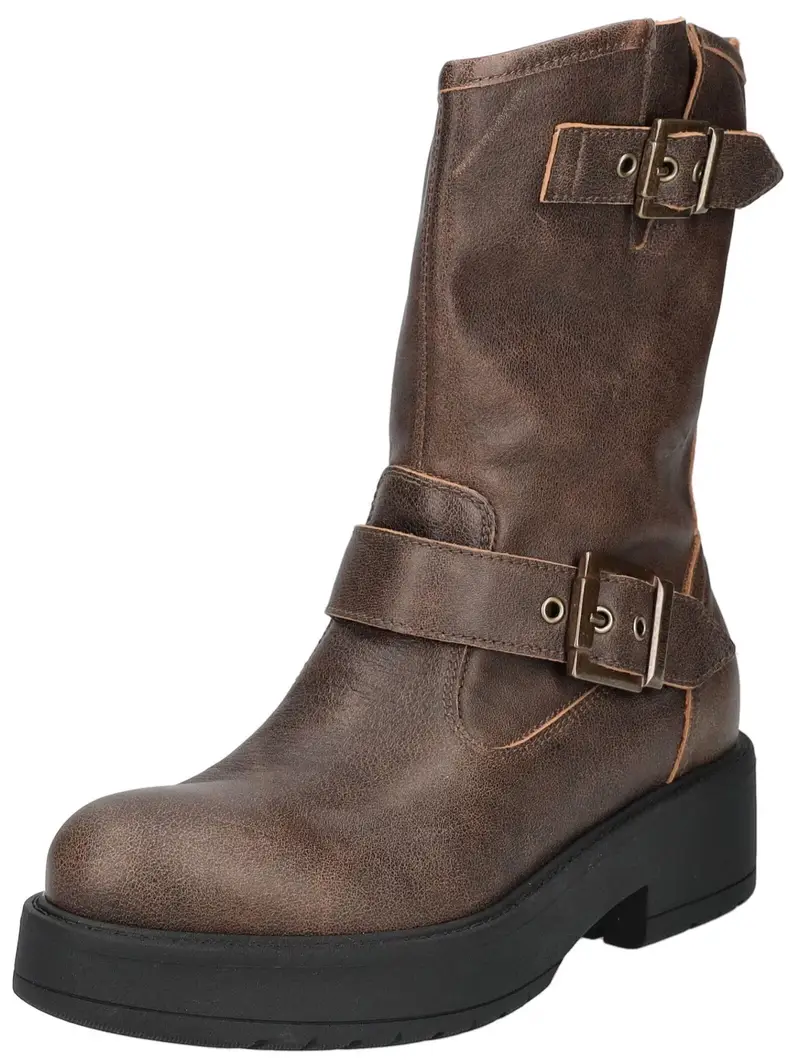 Nero Giardini Stivaletto marrone in pelle con tacco a blocco