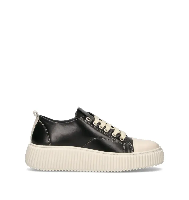 Sneaker uomo nera/bianca in pelle Vario