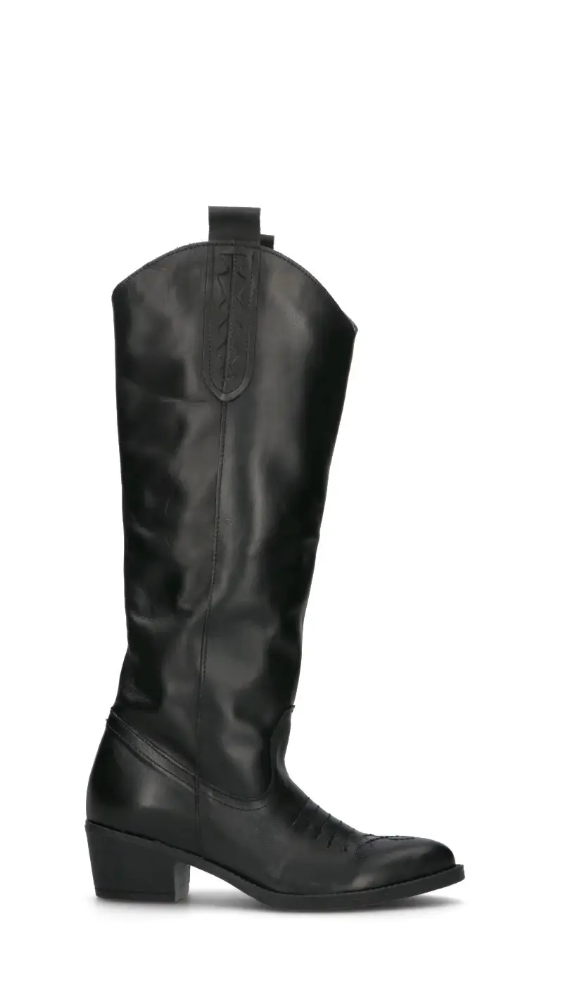 Stivale donna nero in pelle Vario