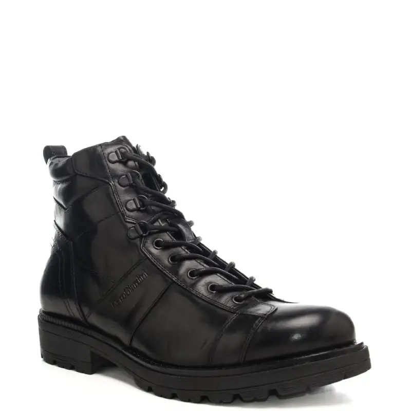 anfibi bassi da uomo con lacci in tessuto intrecciato ton sur ton neri miniatura 2