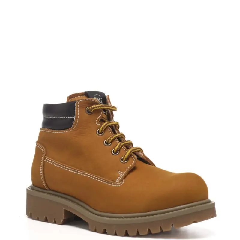 Nerogiardini anfibi bimbo in pelle beige stringati con cerniera miniatura 2