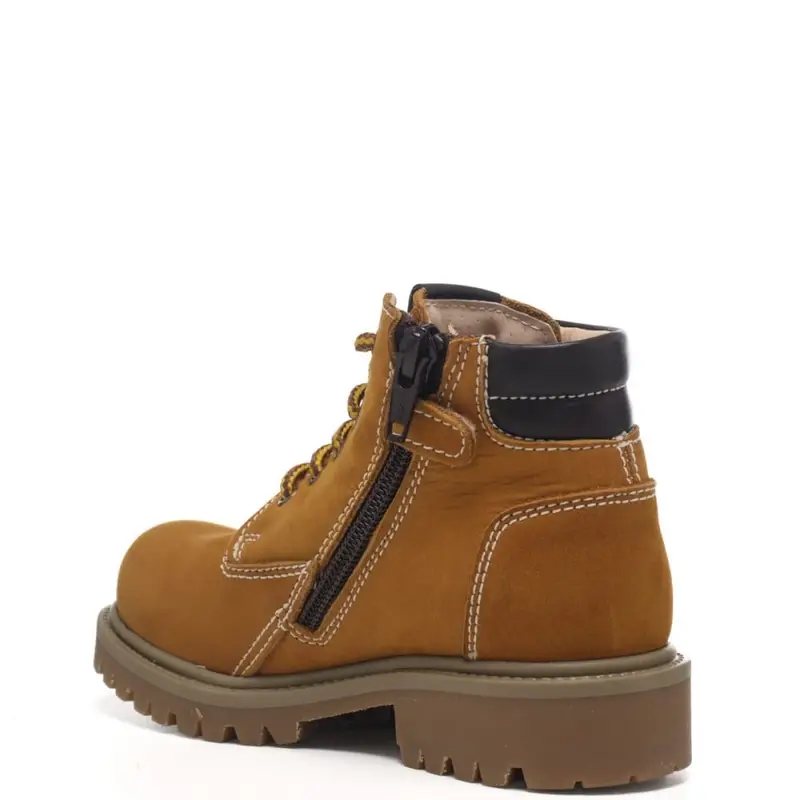 Nerogiardini anfibi bimbo in pelle beige stringati con cerniera miniatura 3