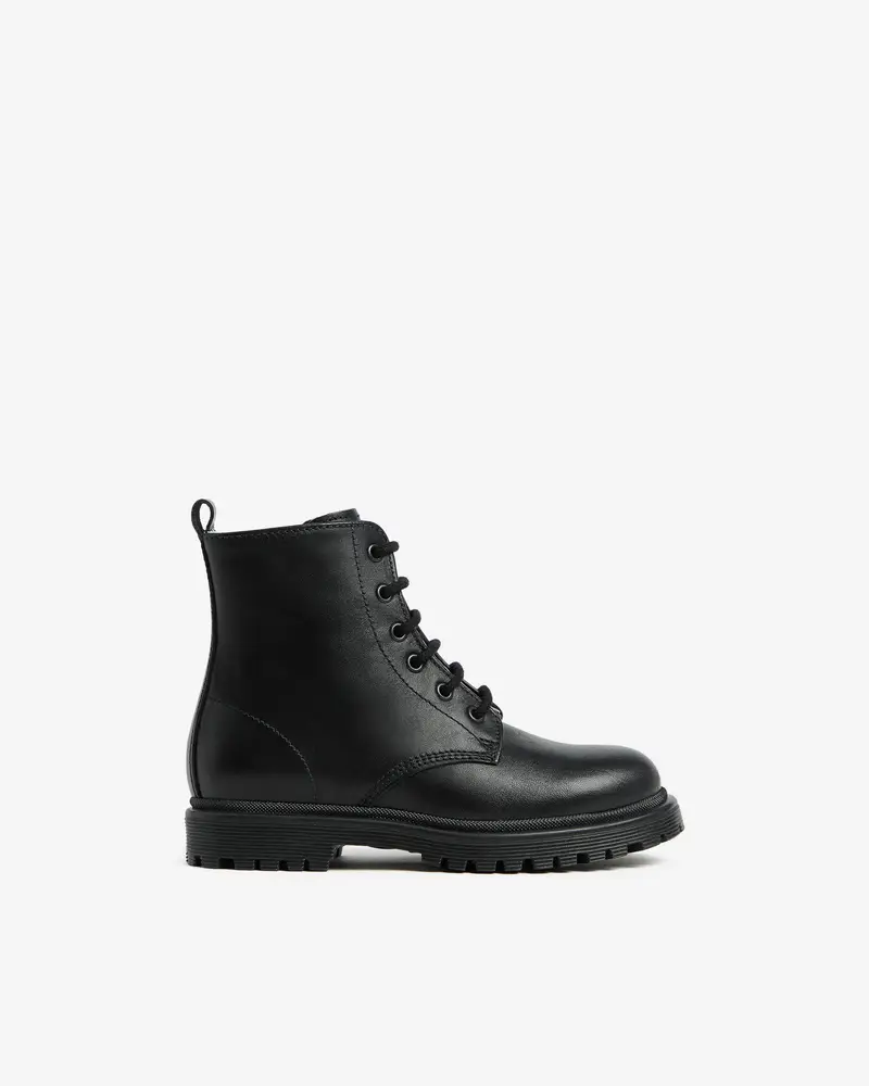 Anfibi Junior da Bambina in Pelle - Nero