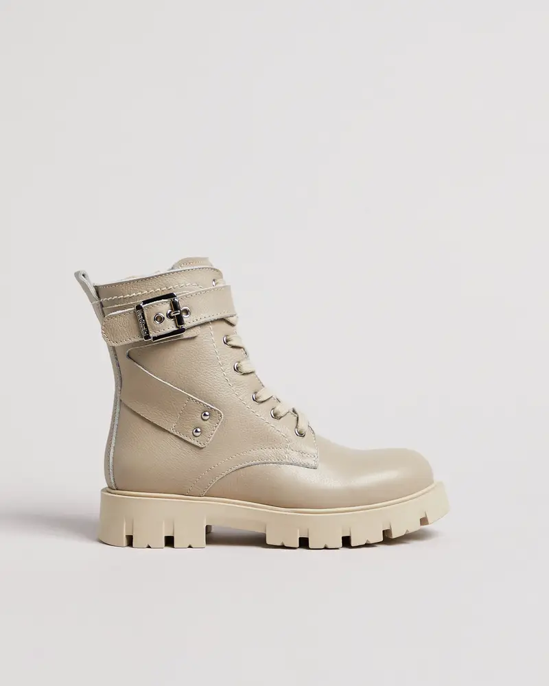 Anfibi Teen da Ragazza in Pelle - Beige