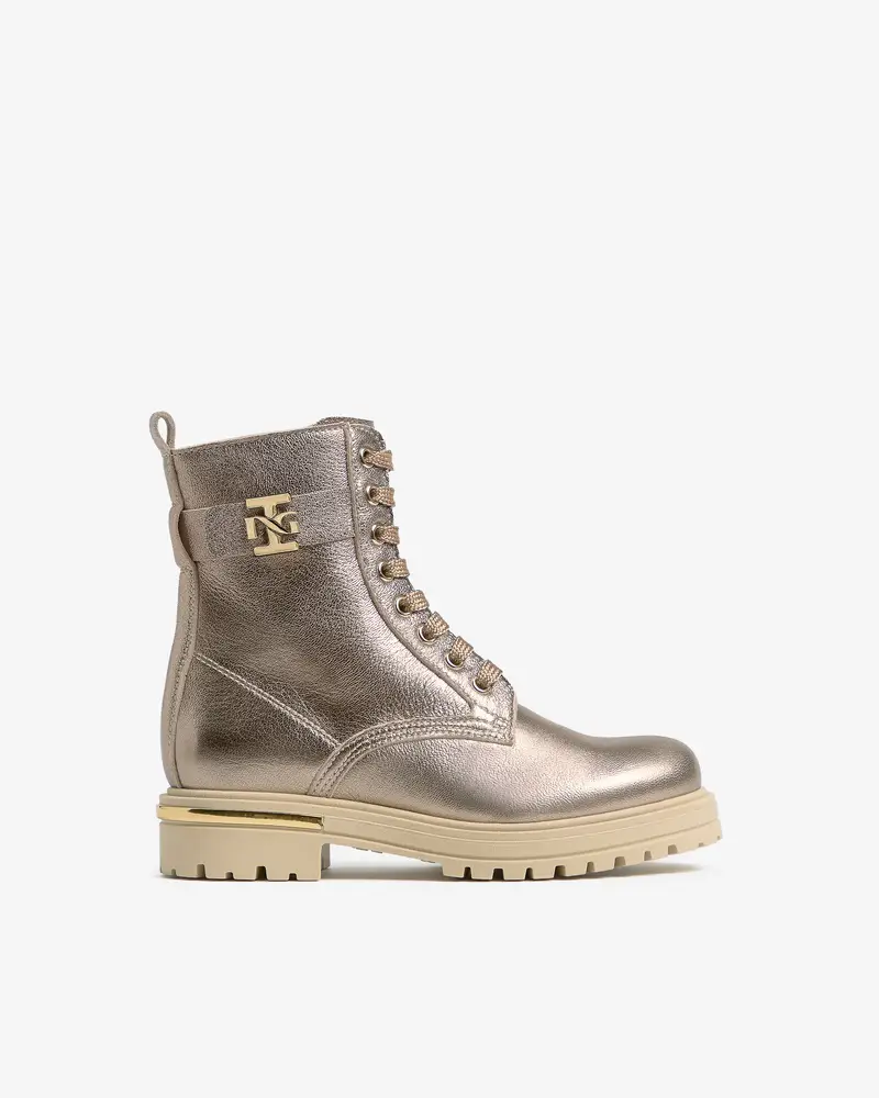 Anfibi Teen da Ragazza in Pelle - Oro