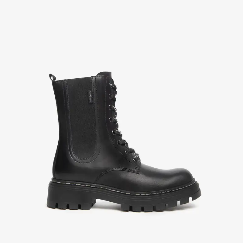 Anfibi Teens da Ragazza in Pelle - Nero