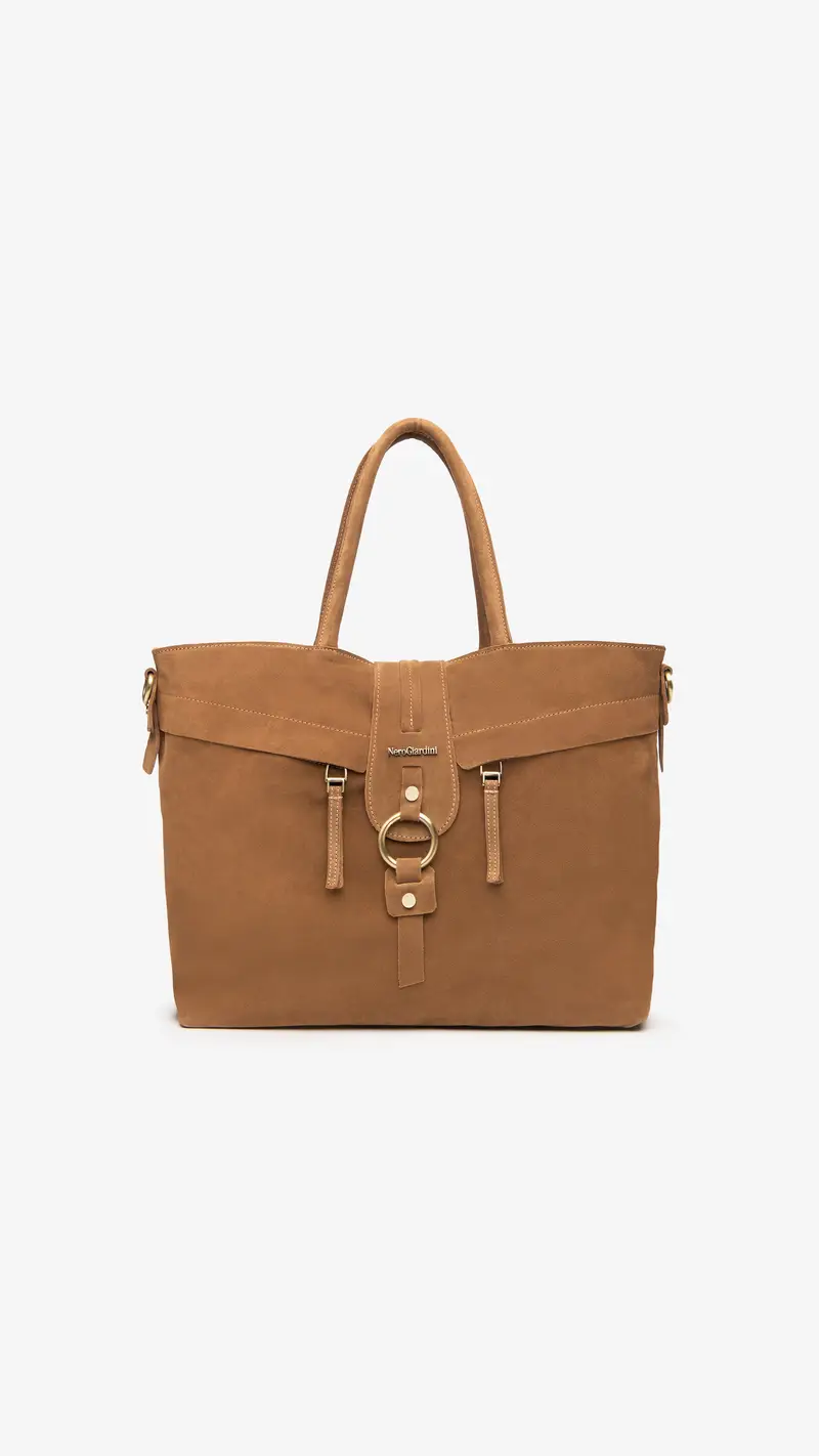 Borsa Shopping da Donna in Camoscio - Marrone