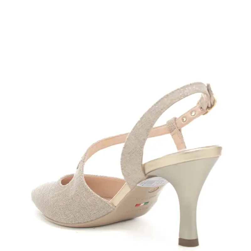 chanel donna con fascia trasversale glitter e tacco basso avorio miniatura 2