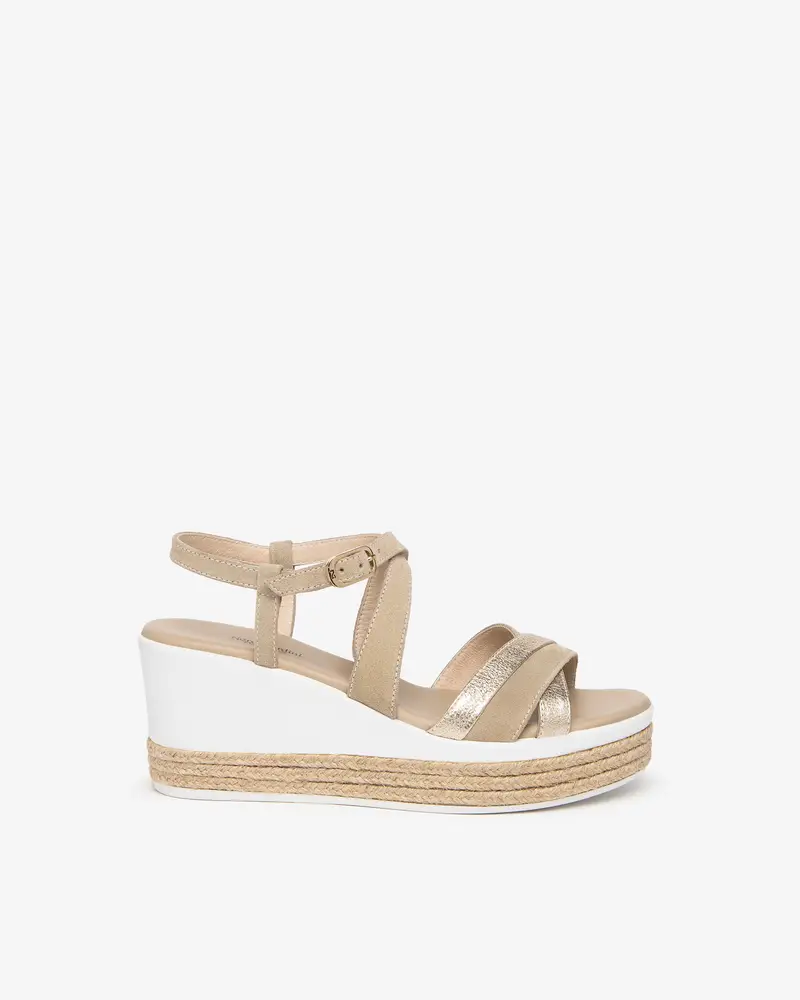 NeroGiardini Outlet Sandali Donna in Suede e Pelle - Beige
