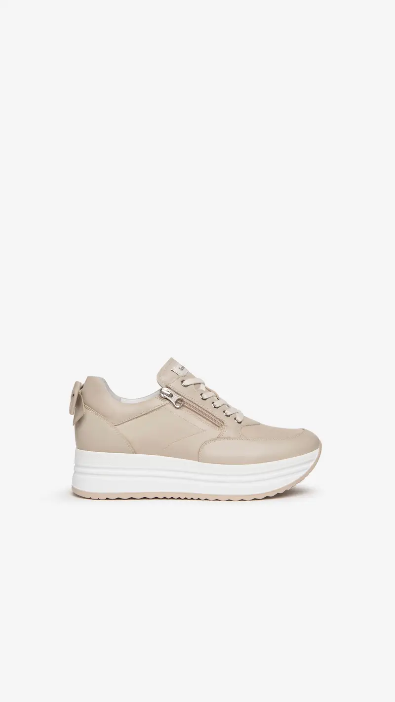 Outlet Sneakers Donna in Pelle - Beige