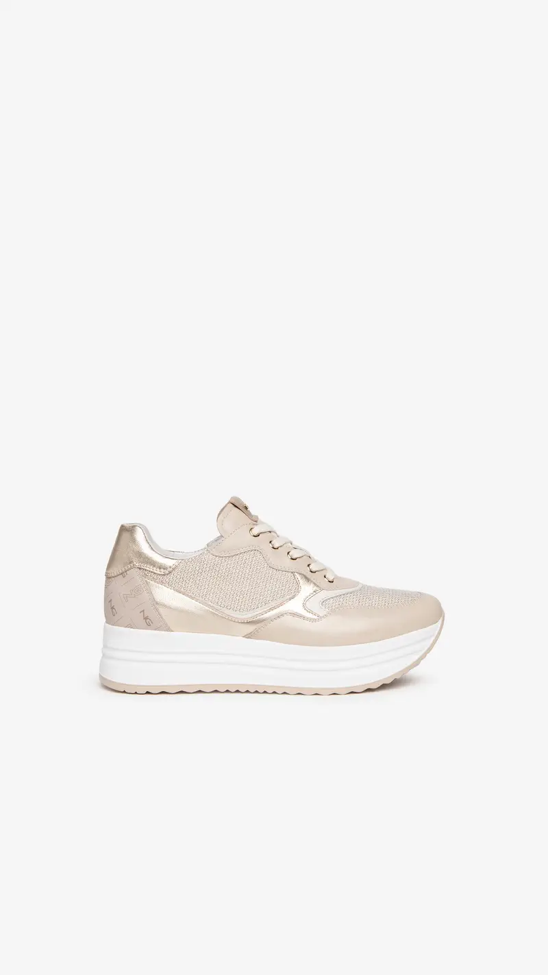 Outlet Sneakers Donna in Pelle - Beige